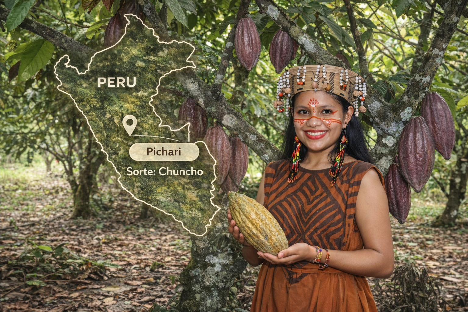 Traditionelle Pichari mit Chuncho Kakao für Kakaozeremonie